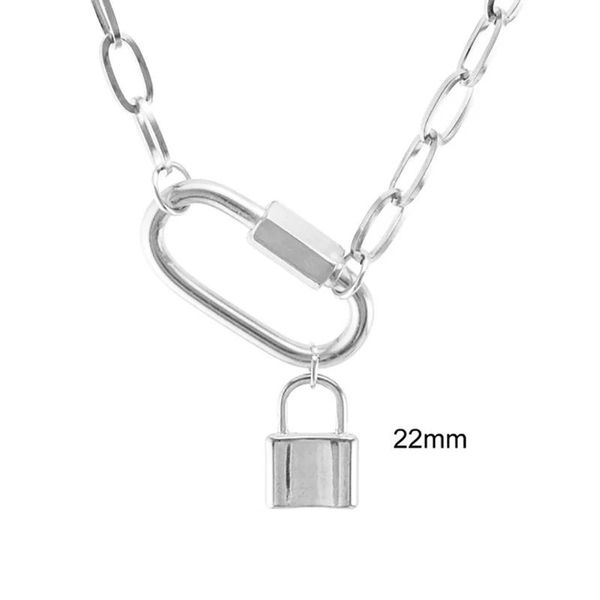 

chains stainless steel padlock lock pendant necklace gold/silver color metal charm choker carabiner heavy duty chain necklaces