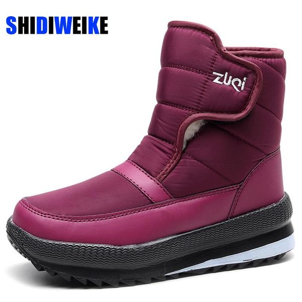 

boots 2021 women winter non-slip waterproof snow thick plush 30% wool ankle for -40 degrees ab720, Black