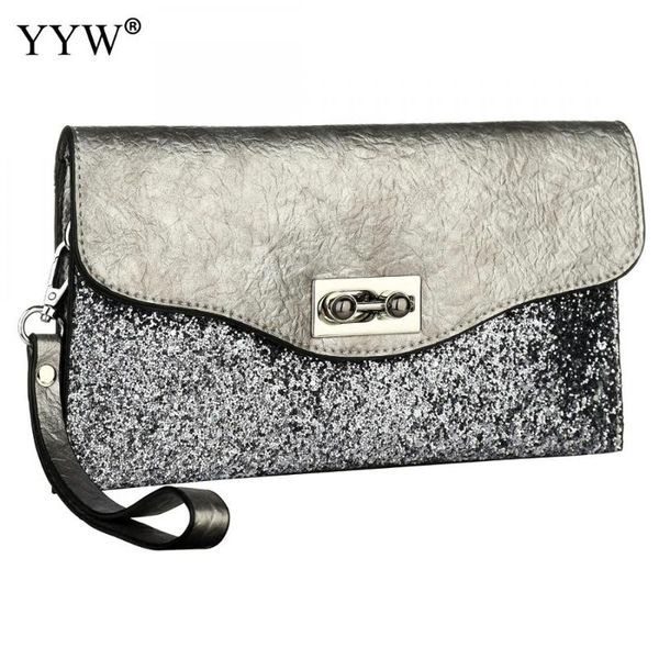 

fashion women grey pu leather envelope clutch evening bag wedding purse formal black banquet handbag simple classy bags