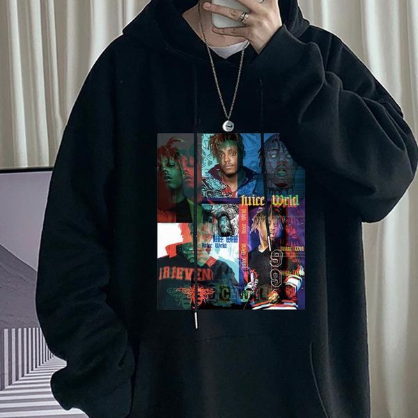 

women's hoodies & sweatshirts kawaii manga hoodie aesthetic poster print with personality fashion sweatshirt harajuku retro couple, Black