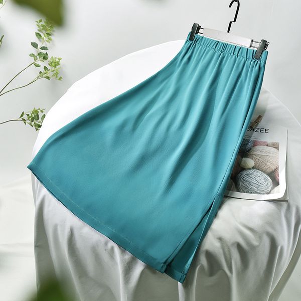 

skirts spring women casual elastic high waist elegant bodycon a-line split saias faldas jupe femme wut3, Black