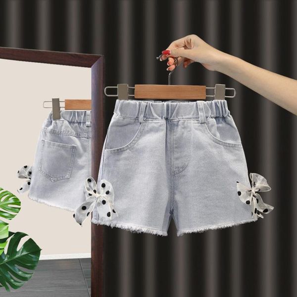 

shorts girls denim 2021 cute bow kids jeans pants summer clothing bb129, Black