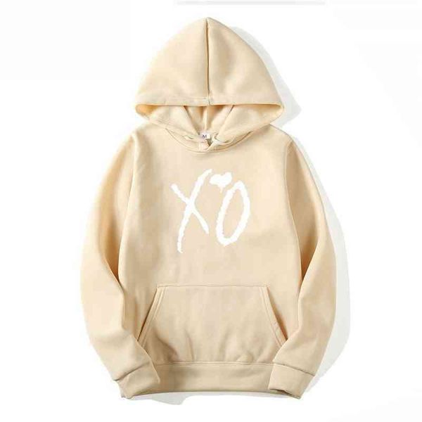 

autumn and winter hooded sweater xo love pattern long sleeve sweater, Black