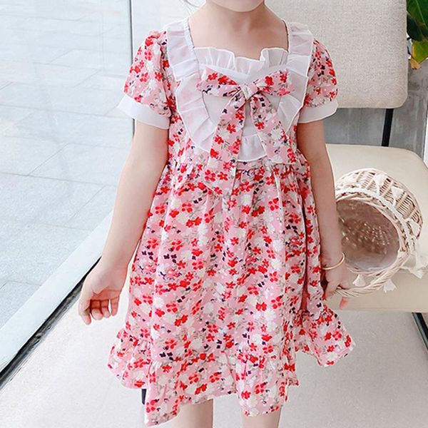 

summer dress flower princess kid clothes bowknot for girls children dresses girl clothing girl's, Red;yellow