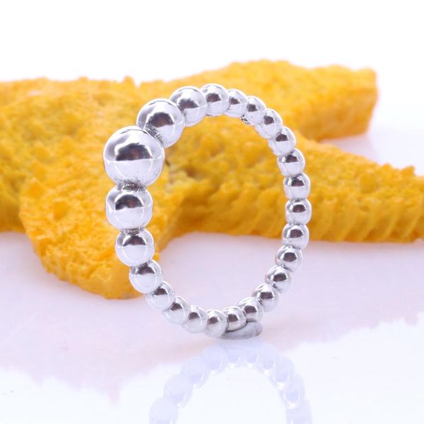 

100% 925 sterling silver pan ring style personalized beaded simple for women wedding party gift fashion jewelry cluster rings, Golden;silver