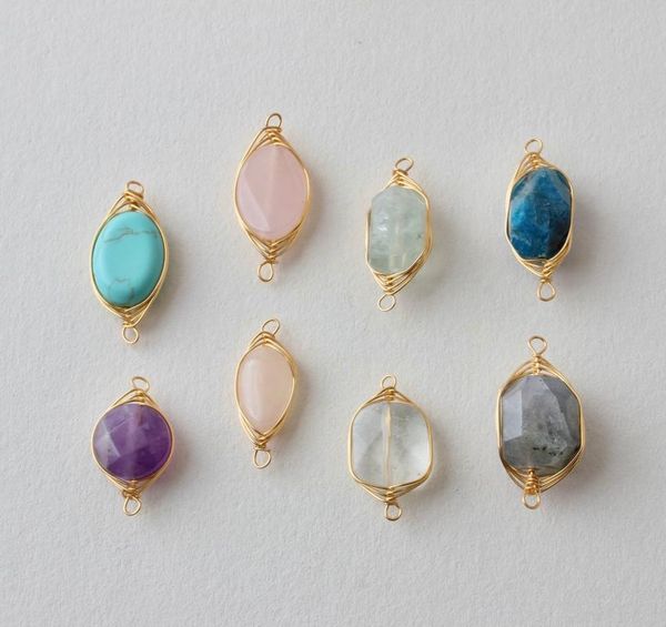 

charms natural crystal stone pendant quartz charm for jewelry making, Bronze;silver