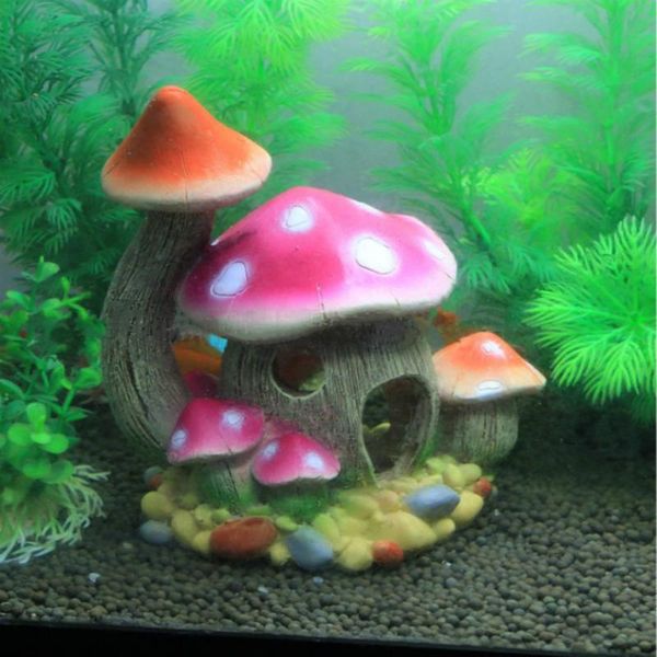 

decorations lechong aquarium artificial ornaments fish tank resin mushroom shelter hollow coral for shirmp decoration