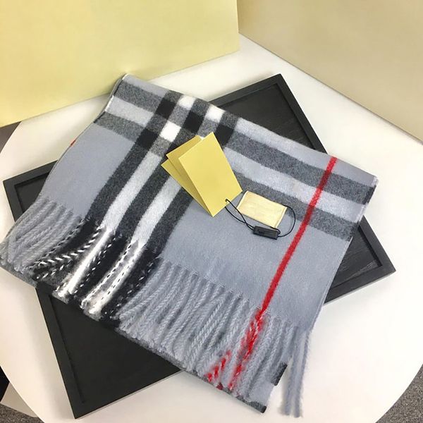 

2021 designers fashion cashmere high-end soft thick scarf classic plaid printed men's and women's scarves size 180x35cm fashion, Blue;gray