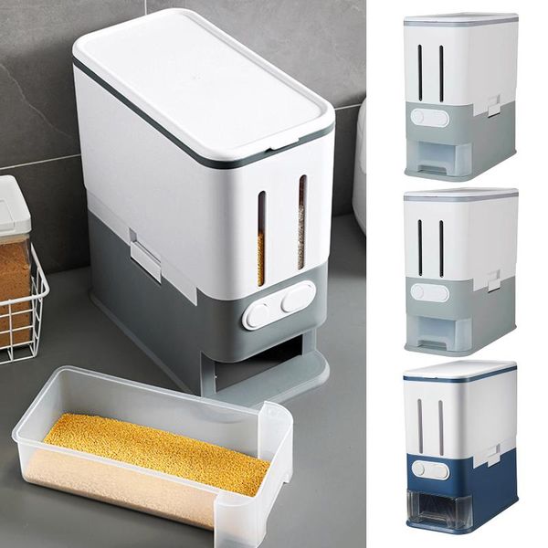 

storage bottles & jars large rice dispenser box container kitchen pantry organizer,