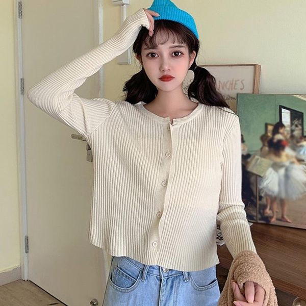 

casual cardigan sweater blouse women korean style knitting button long sleeve fall outfits women's knits & tees, White