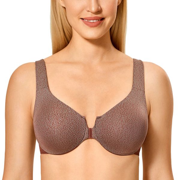 Conforto feminino Underwire cobertura completa Não-espuma Racerback Front Front Bra 210623