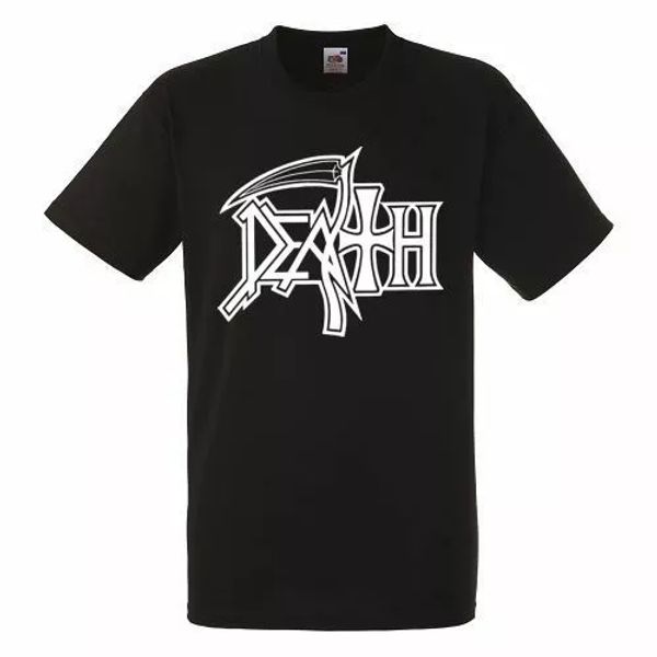 

death logo black mens t-ahirt men's rock band cool tee, White;black