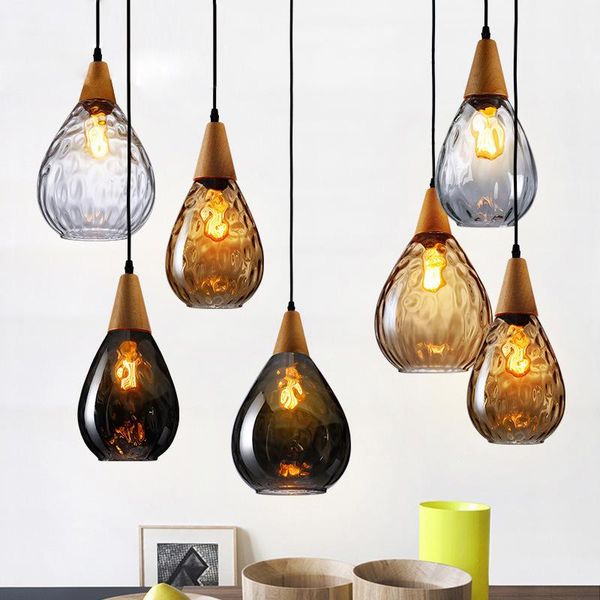 

pendant lamps vintage lights glass lamp drop shape hanging kitchen island dining room living cafe bar e27 led light
