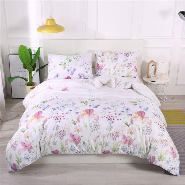 

bedding sets 2/3pcs beautiful flower feather wave print set soft breathable duvet cover pillow case full  king size bedclothes35