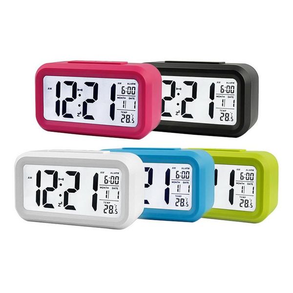 

desk & table clocks digital alarm clock led electronic smart mute backlight display temperature calendar snooze function