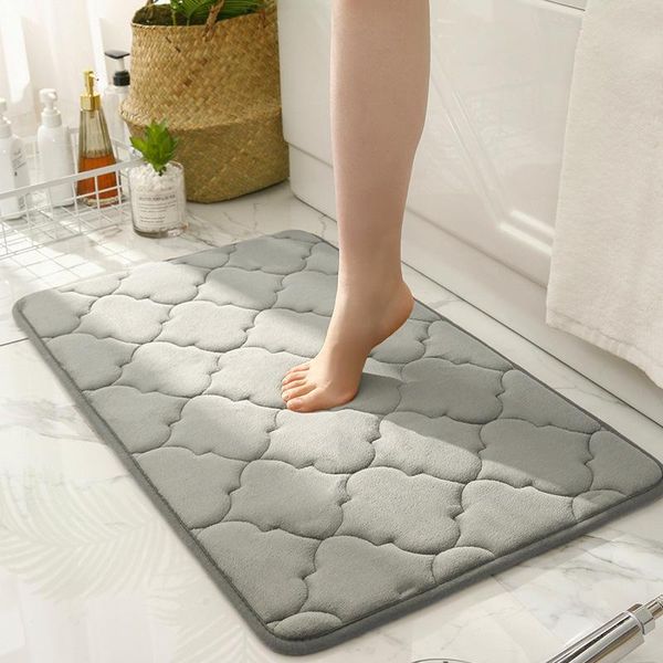 

bath mats bathroom thickened absorbent non-slip floor coral fleece stepping on the door kitchen memory cotton carpet ma