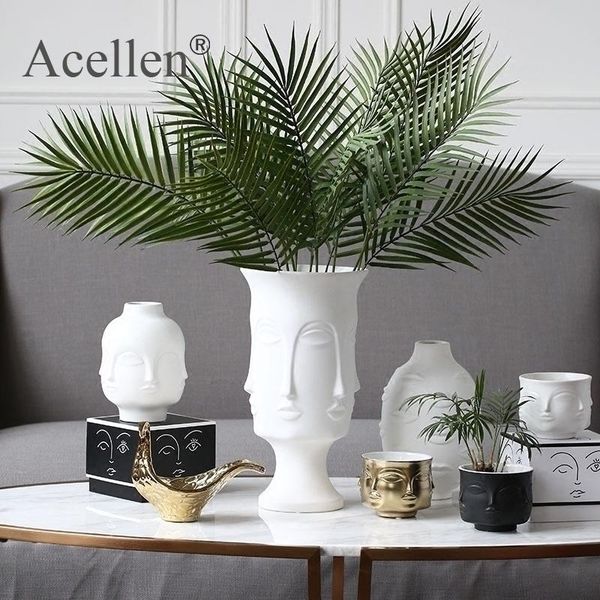 

vases scandinavian white ceramic vase decoration home decor modern crafts interior counterart face shape