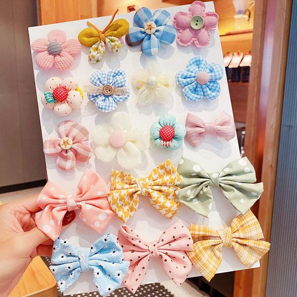 

hair accessories 8pcs/set flower sets clips barrettes bowknot hairpins candy color headwear fashion, Slivery;white