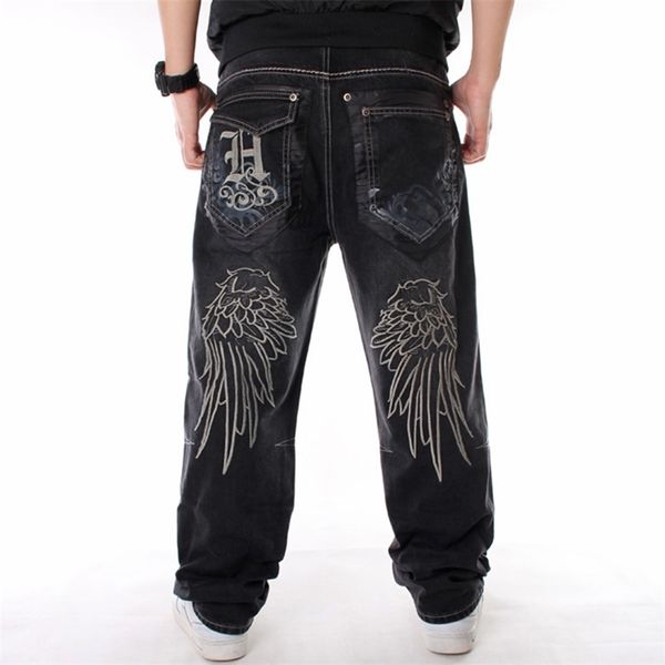 Homem solta briga de calça jeans hiphop skate calças de denim hip hop rap masculino trouses grandes tamanho grande 30-46 211008