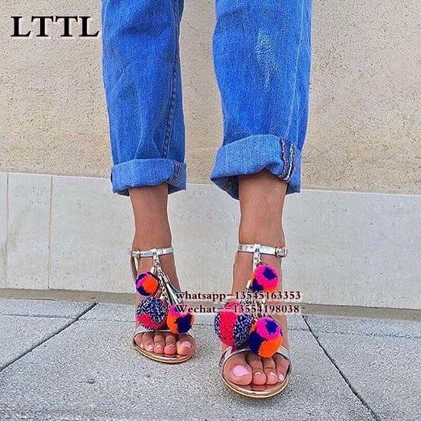 

amazing lady fringed ball thin high heels sandals summmer open toe mixed color cute shoes brand stiletto pumps, Black