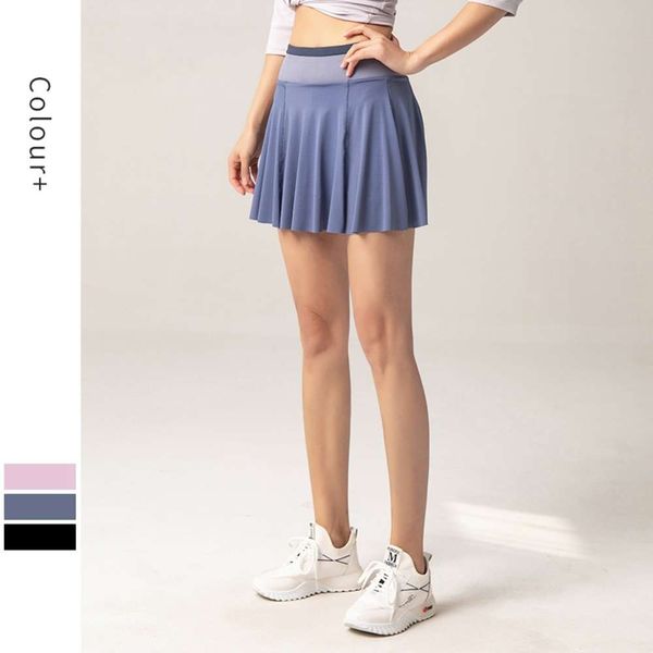 

Summer anti light sports skirt women's loose two yoga trouser skirts aerobic training running fitness shorts, Gray