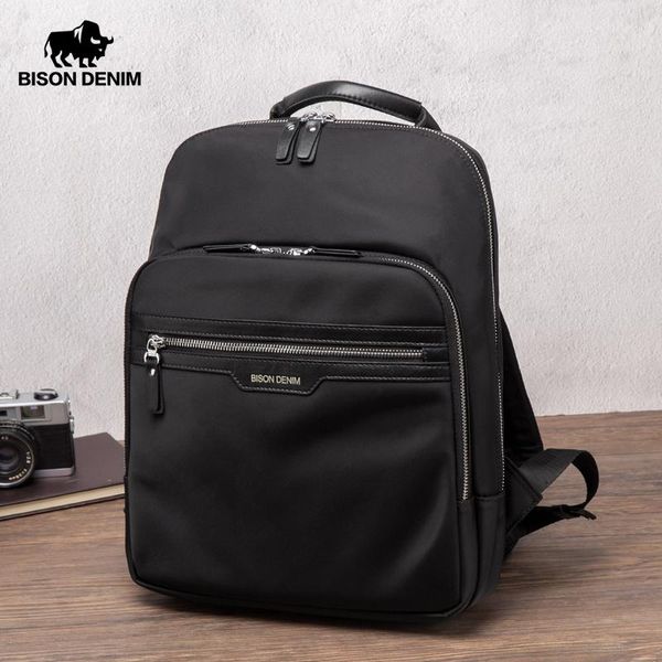 

backpack bison denim black casual men waterproof 14 inch laptravel bag large capacity schoolbag student