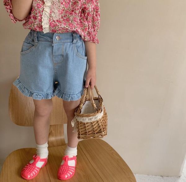 

style girls boys denim shorts summer cotton fashion kids 2-7 years ye854, Black
