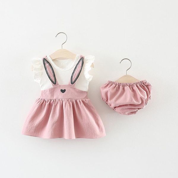 

clothing sets toddler baby girl sleeveless set ear dress+shorts sleeve cartoon dress shorts outfits born 2021, White
