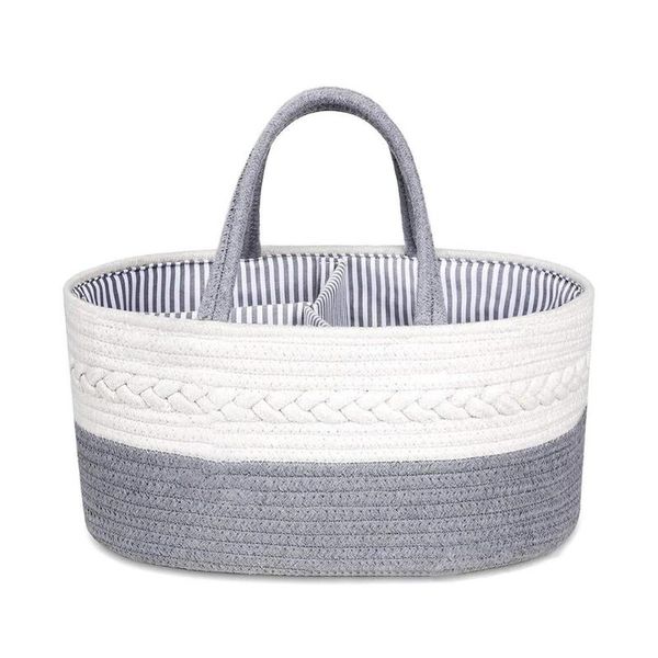 

diaper bags baby basket caddy organizer stylish woven nursery storage bin portable nappy pure cotton rope toy
