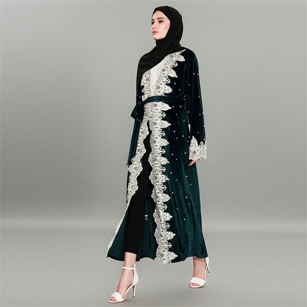

velvet dubai abaya kimono turkey european islam clothing abayas for women robe musulman de mode fashion cardigan ropa de mujer, Red