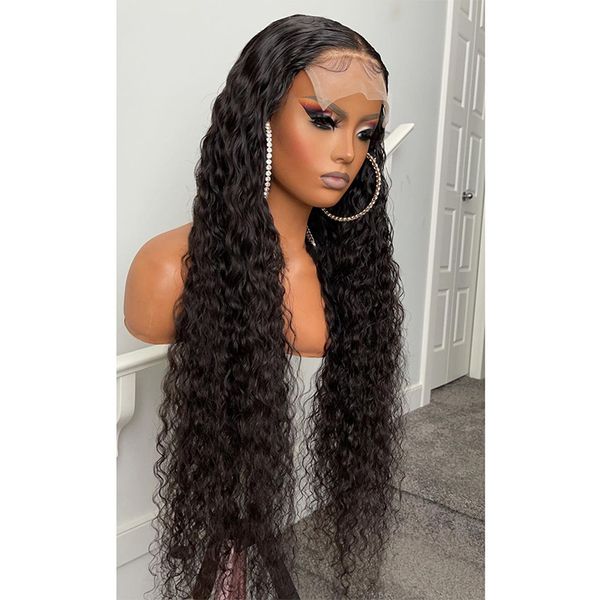 

loose wave 180 density black color lace front wig for women with baby hair preplucked synthetic daily party wear glueless 26 inch long, Black;brown