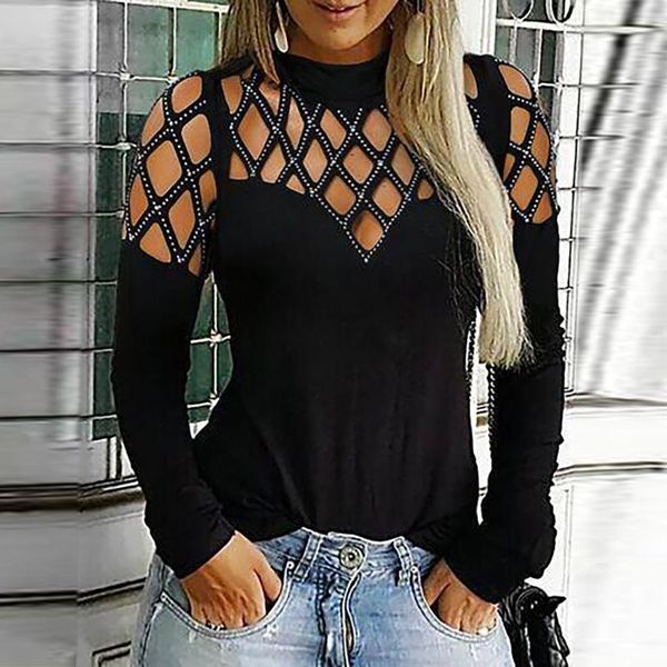 

women's sweaters women strapless round neck solid color deep low cut blouse shirt out zipper long sleeve casual pullover autumn bl, White;black