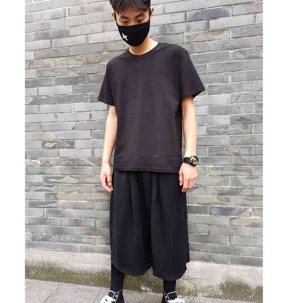 

pant shorts summer big dark loose wide casual capris yamamoto skirt leg-legged pants for man and woman lw7k, Black