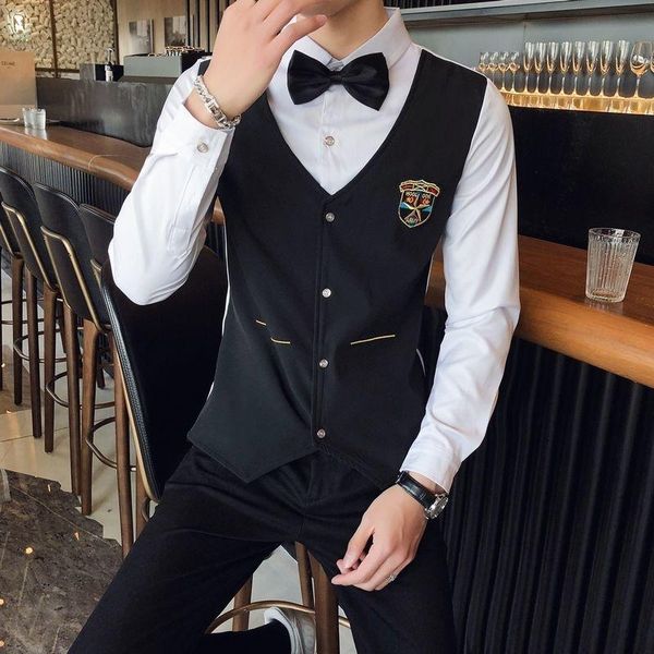 

men's casual shirts fake two mens slim fit nightclub camisa social masculina men shirt long sleeve camisas para hombre chemise homme, White;black