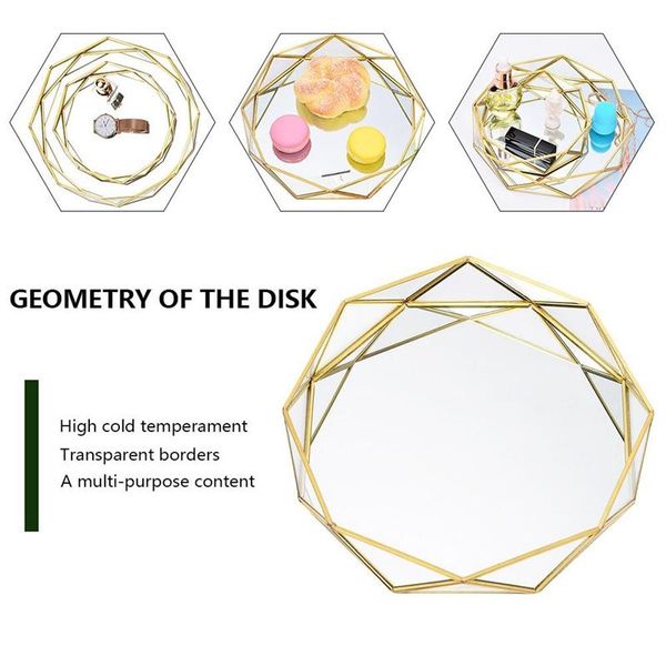 

bathroom storage & organization ins nordic golden western cake dessert plates geometric round glass plate cosmetic jewelry tray decoration s