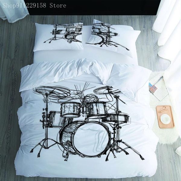 

bedding sets white cartoon drumming duvet cover double king  size microfiber bed home decor quilt