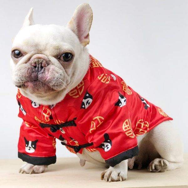

year pet clothes chinese style winter warm tang suit with bag dog puppy cloth coat pets festival costume apparel