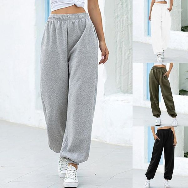 

women's pants & capris sweatpants womenpockets high waist ankle tied thick long gray sports streetwear waisted trousers women 2xl, Black;white