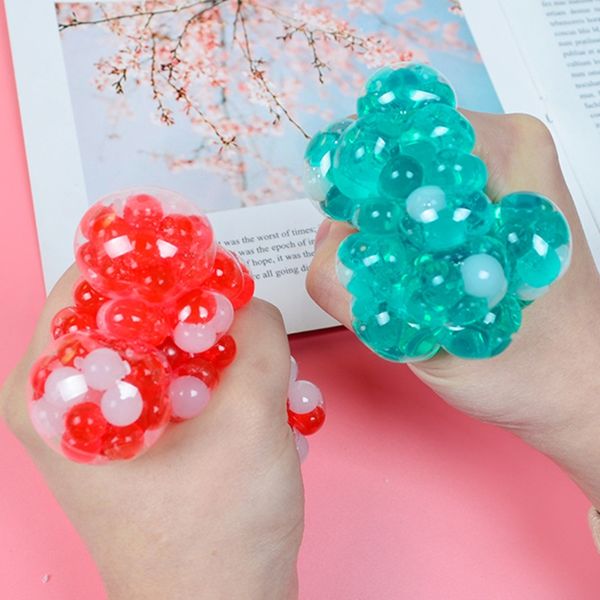 

40jc cute fidget toy stress balls stress relief squeeze-a-toy mesh ball soft rubber vent grape ball for kids adults sensory
