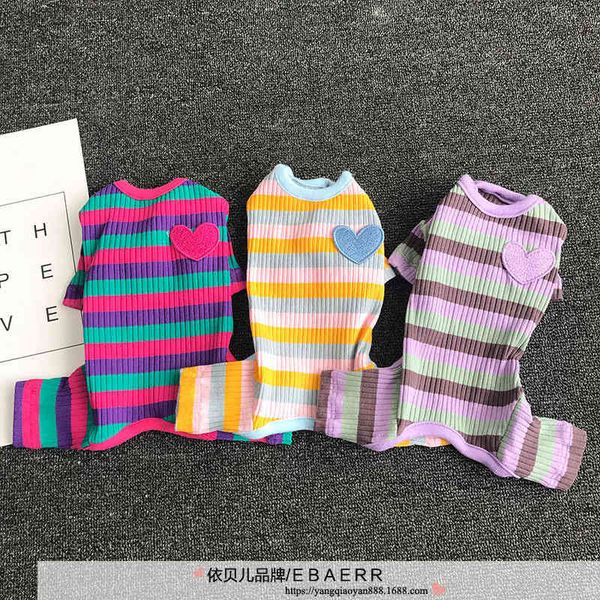 

cheepet fun school autumn and winter color stripe love four legged cloth yafeng teddy bear dog