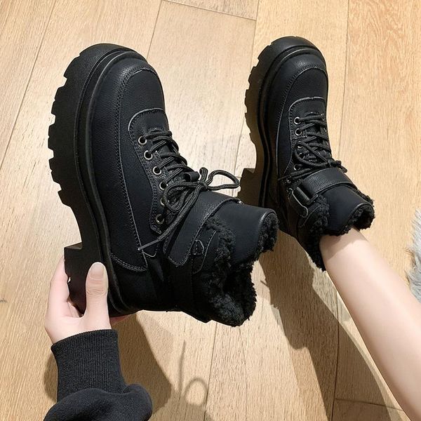 Stiefel Frauen Verdicken mit Veet Winter Schnee 2021 Mode Casual High-top Schuhe Frau Wasserdichte Warme Plattform Ankle Boot weibliche