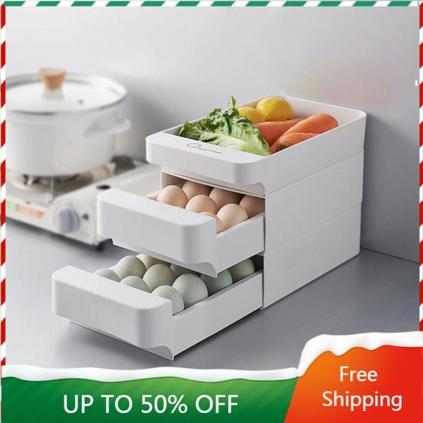 

storage bottles & jars drawer large plastic locker box cabinet set food veget organizer modern fruit egg rangement cuisine container zz50sb