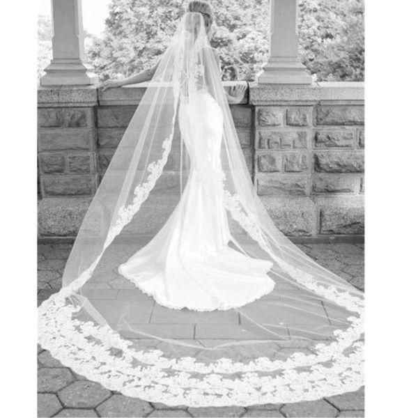 

bridal veils 1t with metal comb 3m lace one layer white ivory wedding veil, Black