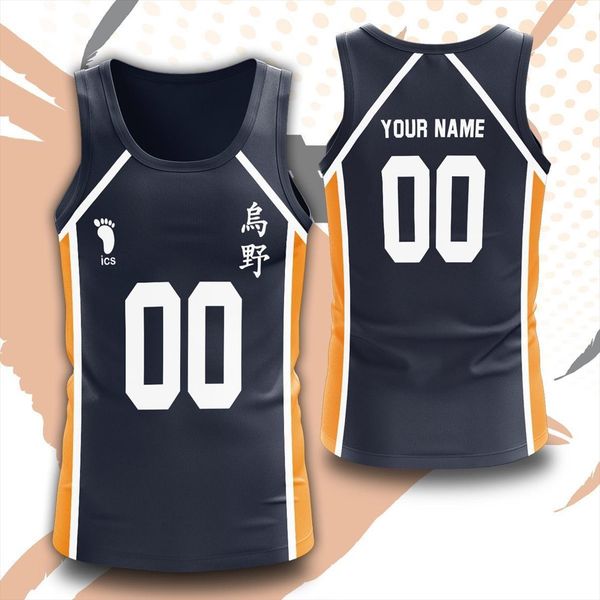 

haikyuu karasuno high school men harajuku streetwear msby tank capless accessories 3d cartoon summer cool, White;black