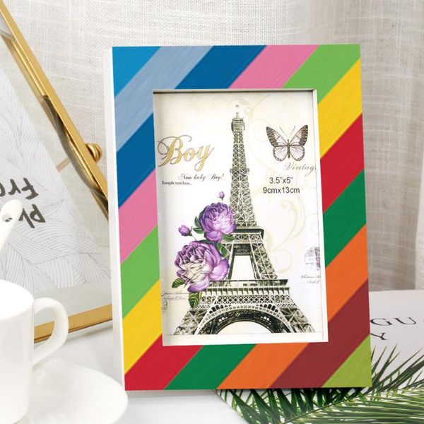 

natural wooden picture frame for wall minimalist deskpo 5 inch colorful printed customizable text home decoration frames
