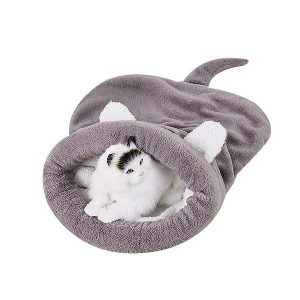 

cat beds & furniture sleeping bag self warming bed cave for indoor cats cute soft fluffy mat washable kitten winter home pu