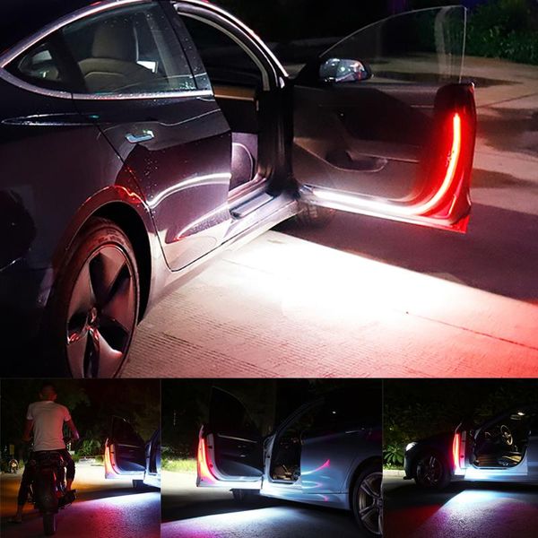 

niscarda 120cm 2in1 car led door warning strip strobe flash lamp red white anti-collision welcome decorative light emergency lights