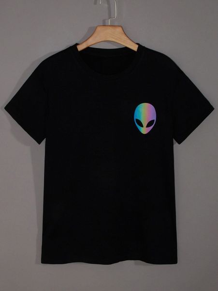 

men reflective alien print tee j6gw#, White;black