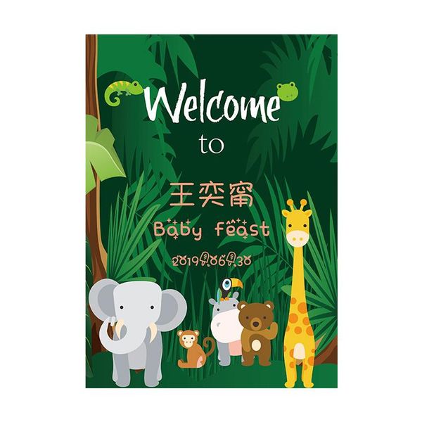 

party decoration 1pc canvas custom name date cartoon welcome poster babyshower kid birthday indicator baby 100days