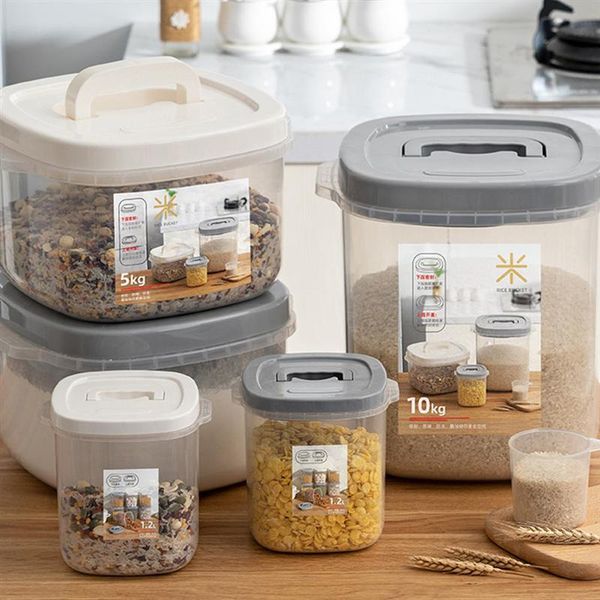 

1pc moisture-proof storage can plastic rice box rice bucket for home (grey)